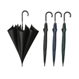 24" AUTO OPEN UMBRELLA WITH PU LEATHER J HANDLE AND INNER BLACK UV