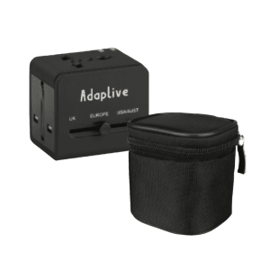 TRAVEL ADAPTOR WITH  2 USB HUB + POUCH